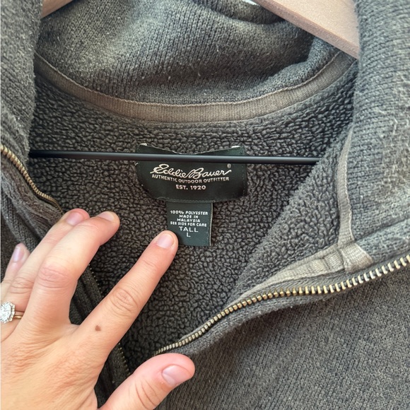 Eddie Bauer Men's Dark Green Quarter Zip Sweater - Picture 2 of 4